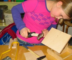 Children played a central role in the development of ToolKid tools, in this picture a girl is testing the hammer