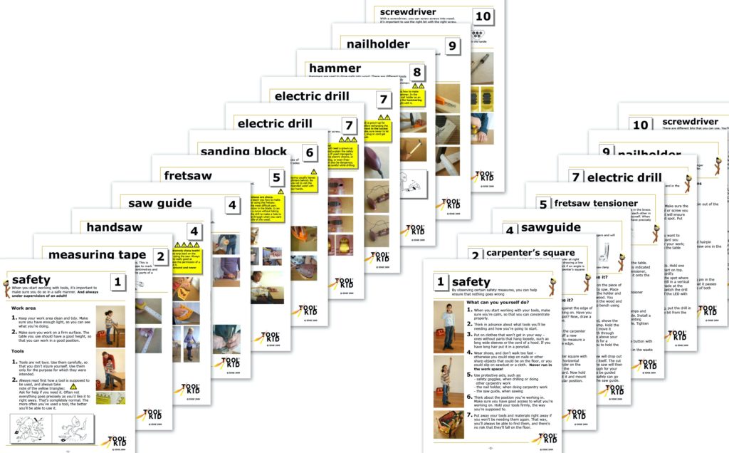 Instructions for children about how to use the tools